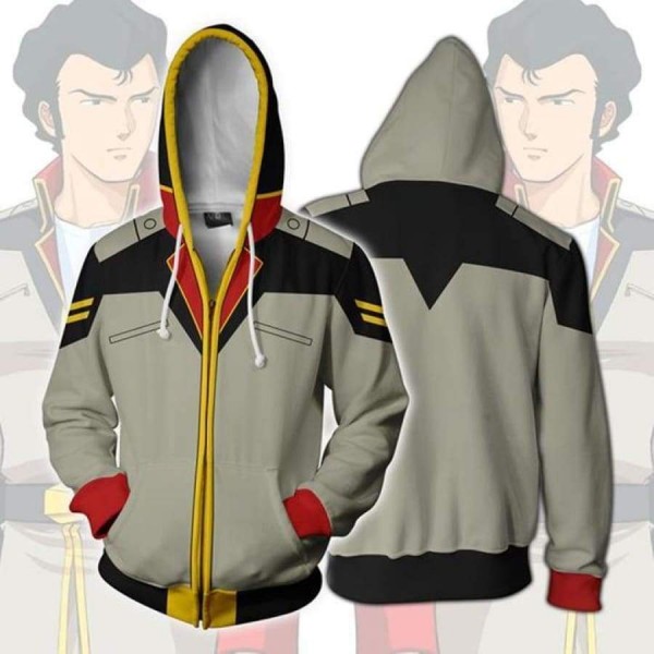 Mobile Suit Gundam Hoodies - Bright Noa 3D Zip Up Hoodie Jacket Cosplay Costume