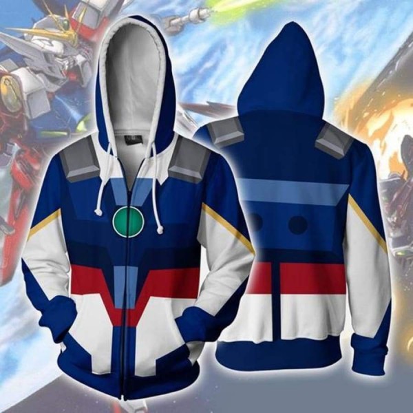 Mobile Suit Gundam Hoodies - Wing Zero 3D Zip Up Hoodie Jacket Cosplay Costume