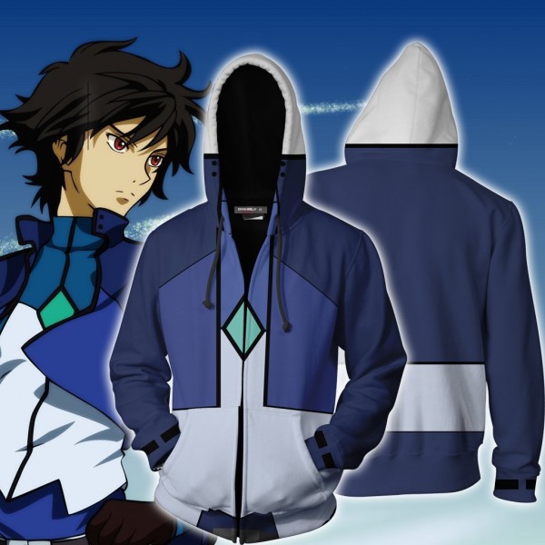 Mobile Suit Gundam Hoodies - 00 Setsuna F. Seiei 3D Zip Up Hoodie Jacket Cosplay Costume