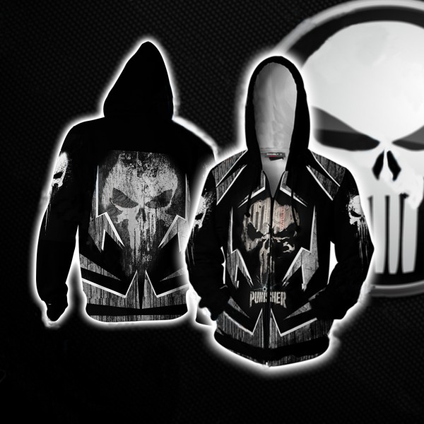 The Punisher New 3D Zip Up Hoodie Jacket Cosplay Costume