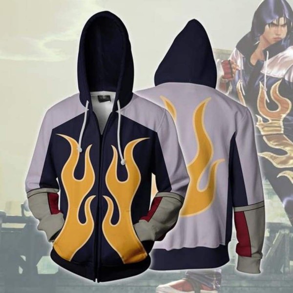 Tekken Hoodies - Jin Kazama 3D Zip Up Hoodie Jacket Cosplay Costume