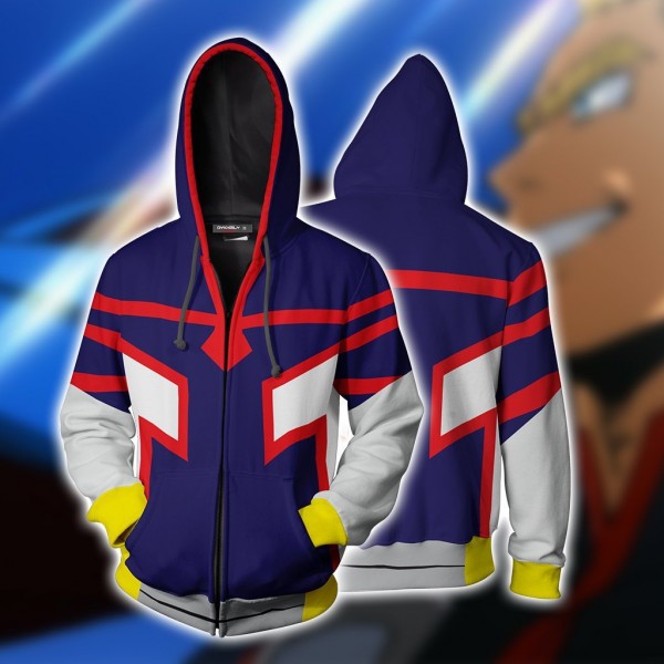 My Hero Academia Hoodies - Young All Mighty Boku No Hero Academia 3D Hoodie Zip Up Jacket Cosplay