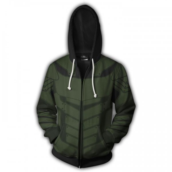 Green Arrow Hoodies - Green Arrow Cosplay Zip Up Hoodie Jacket