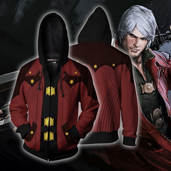 Dante Devil May Cry Cosplay 3D Zip Up Hoodie Jacket
