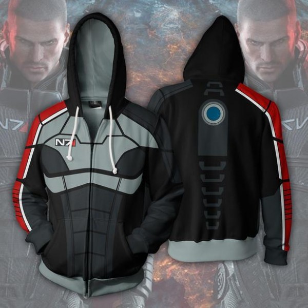 Mass Effect Hoodies - Mass Effect N7 Zip Up Hoodie Jacket Cosplay