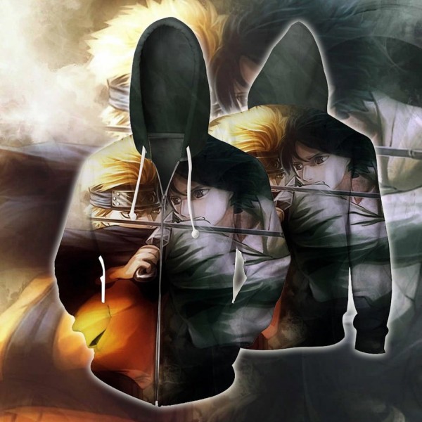 Naruto Hoodies - Uzumaki Uchiha Sasuke 3D Zip Up Hoodie Jacket Coat Cosplay