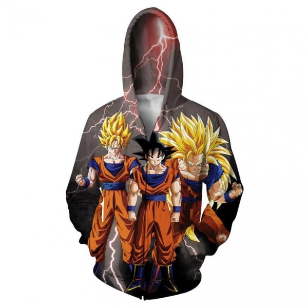 Dragon Ball Z Goku Super Saiyan Hoodie Jacket 3D Zip Up Coat Cosplay