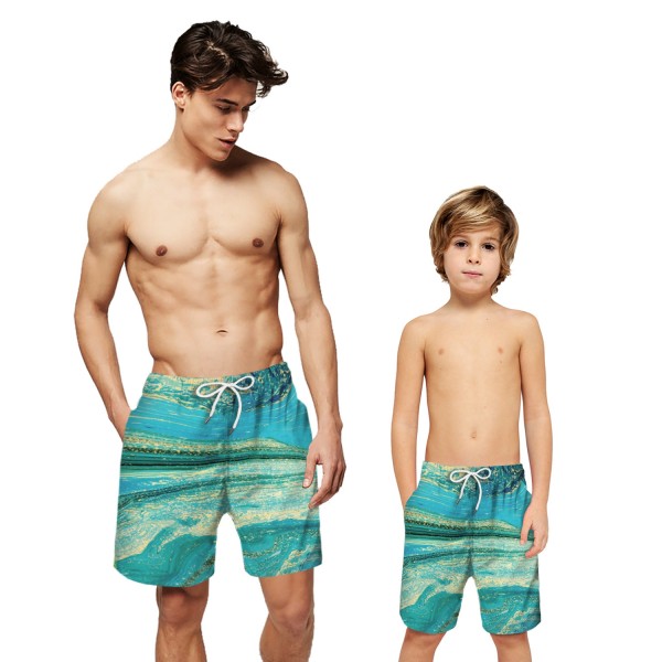 Sea Wave Swim Trunks Shorts Green 3D Beach Shorts For Men Boys