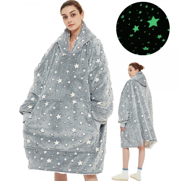 Oversized Blanket Sweatshirt Sherpa Hoodie for Adults Women & Men Luminous Gray